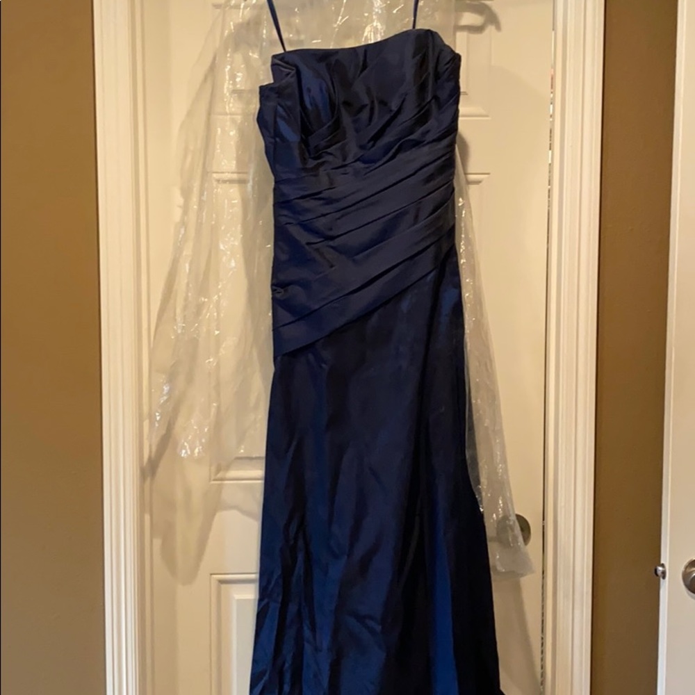 Navy strapless dress